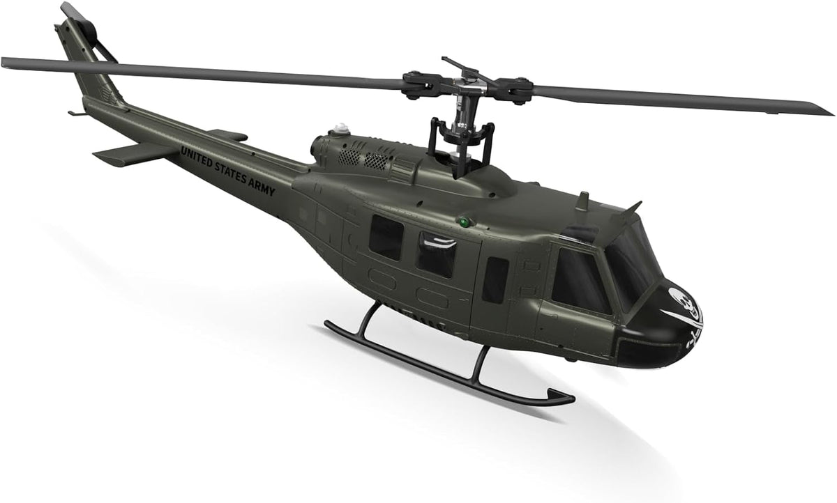 Helicóptero RC UH-1 - Helicóptero de control remoto coleccionable Huey con vuelo estacionario automático para adultos, principiantes, escala 1/27, 2 baterías
