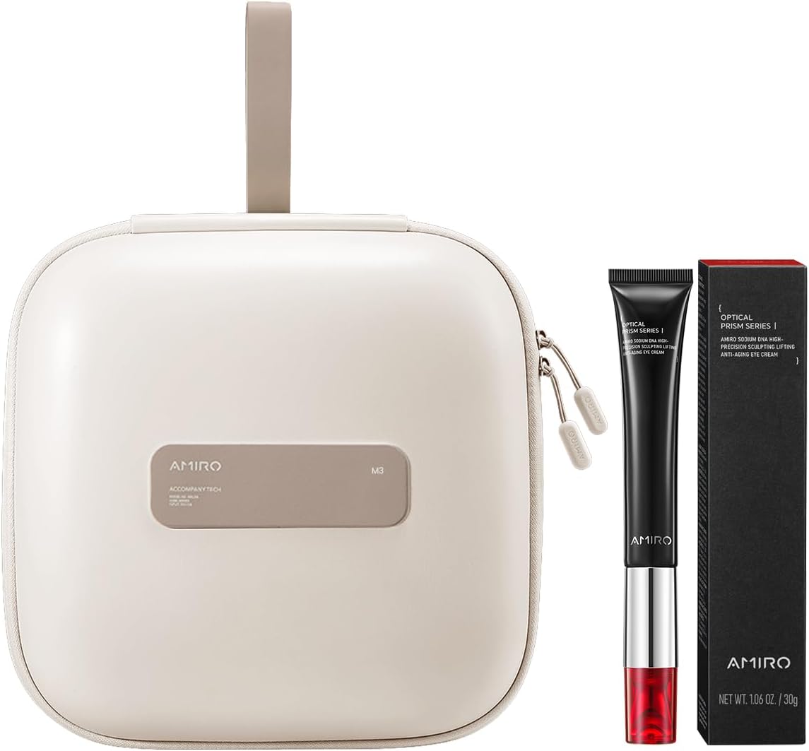 AMIRO Bolsa de maquillaje de viaje con espejo LED M3+PDRN crema de ojos