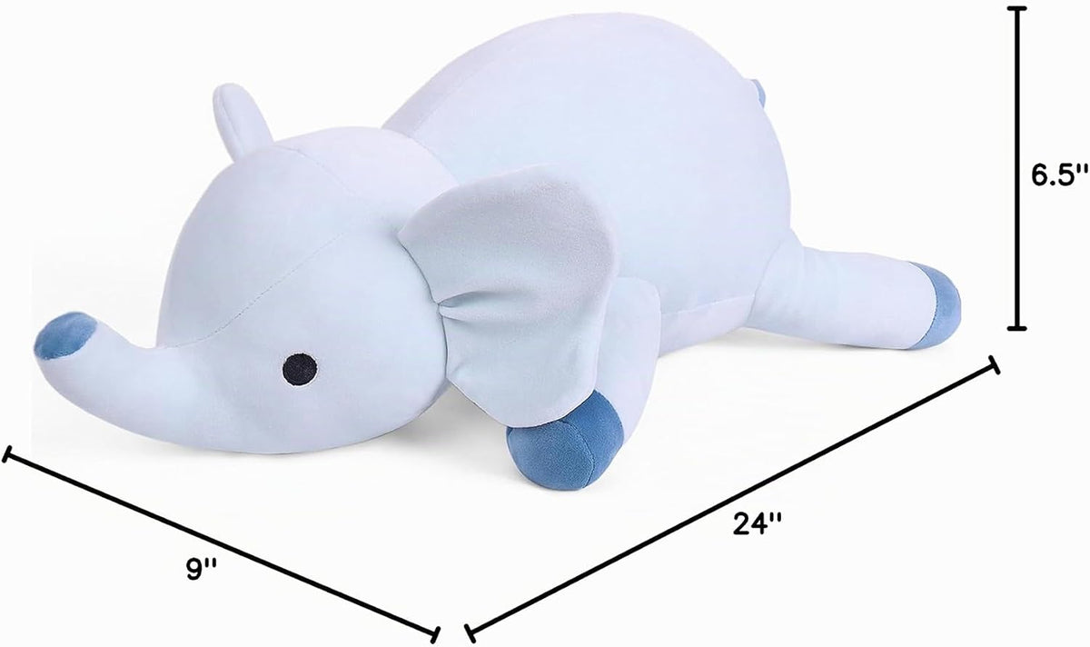 Animales de peluche de elefante con peso de 24 pulgadas, 4.2 libras, felpa azul con peso para niños, adultos, niños y niñas, lindo juguete de almohada suave para Navidad, San Valentín