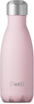 S'well Botella de agua de acero inoxidable, 9 onzas, topacio rosa, recipientes aislados al vacío de triple capa que mantiene las bebidas frías durante 24 horas y calientes durante 12, sin BPA
