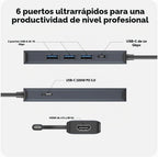 Hyper, hub USB 3.2 de 6 puertos, alimentado