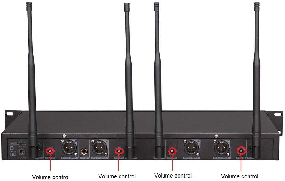 GTDaudio 4x800 Sistema de micrófono inalámbrico UHF de canales ajus...