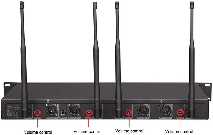 GTDaudio 4x800 Sistema de micrófono inalámbrico UHF de canales ajus...