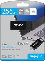 PNY Elite Type-C - Unidad flash USB 3.2 de 256 GB, lectura de hasta...