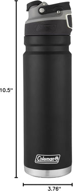 Coleman Autoseal FreeFlow - Botella de agua de acero inoxidable, color negro, 24 onzas
