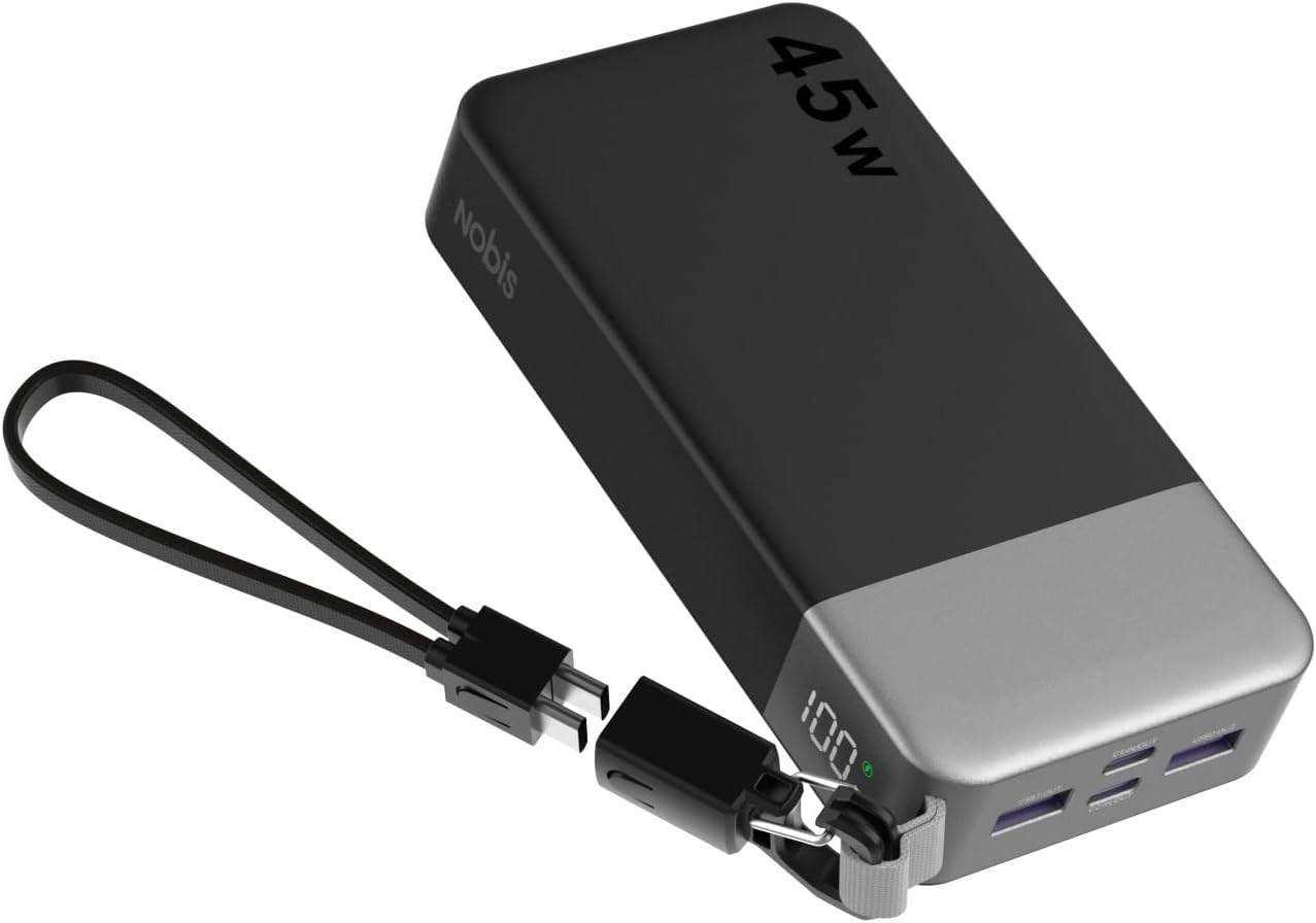 NOBIS Cargador portátil de 20000 mAh, batería de 45 W, carga rápida...