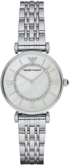 Emporio Armani Reloj de vestir para mujer con correa de acero inoxidable