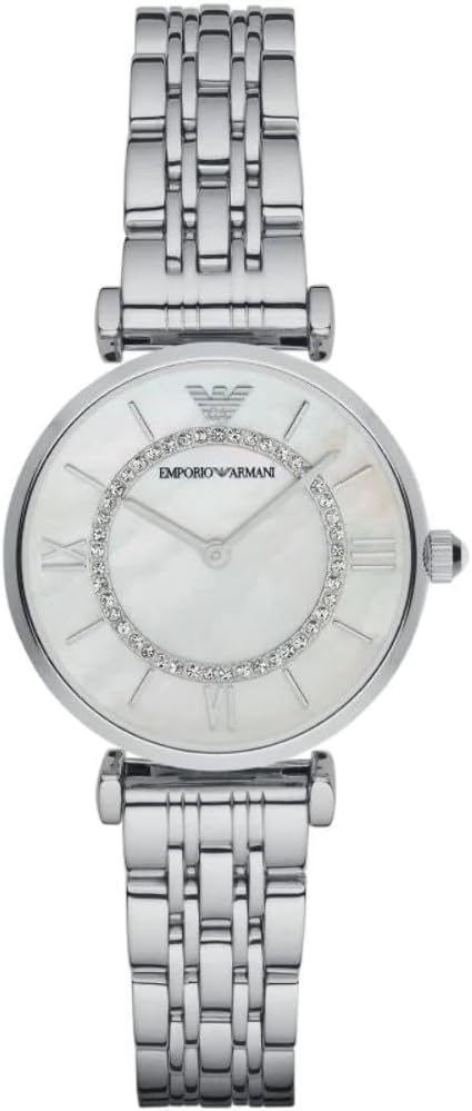 Emporio Armani Reloj de vestir para mujer con correa de acero inoxidable