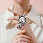 OLEVS Reloj para Mujer Moderno de Moda con Diamantes para Damas Analógico, Acero Inoxidable, Resistente al Agua, Luminosa, Día, Fecha, Dos Tonos