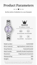 Reloj OLEVS para Mujer, Reloj de Plata para Mujer, Reloj de Vestir con Diamantes, Relojes para Mujeres con Pequeña Correa, Reloj de Lujo de Acero Inoxidable Resistente al Agua, Reloj Analógico de