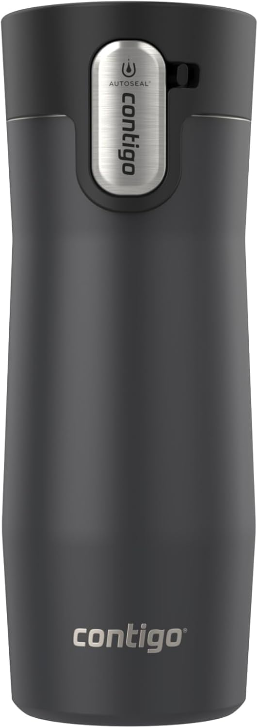 Contigo West Loop - Taza de viaje aislada de acero inoxidable 3.0, a prueba de fugas con tapa de sellado automático, 16 onzas, negro mate