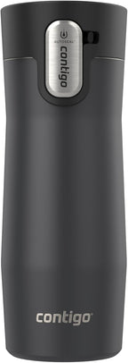 Contigo West Loop - Taza de viaje aislada de acero inoxidable 3.0, a prueba de fugas con tapa de sellado automático, 16 onzas, negro mate