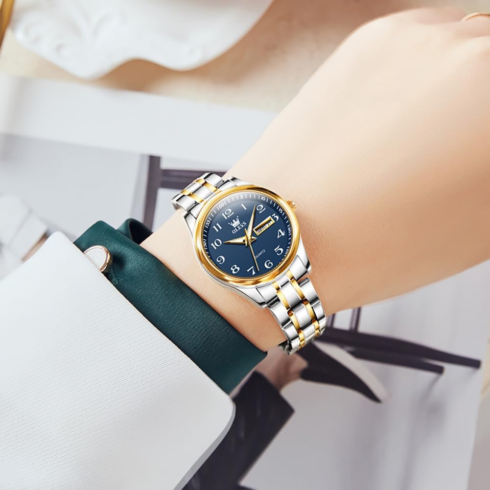 OLEVS Reloj de Lujo para Mujeres, Modo Pequeño de Muñeca, Acero Inoxidable, Reloj para Damas, Calendario