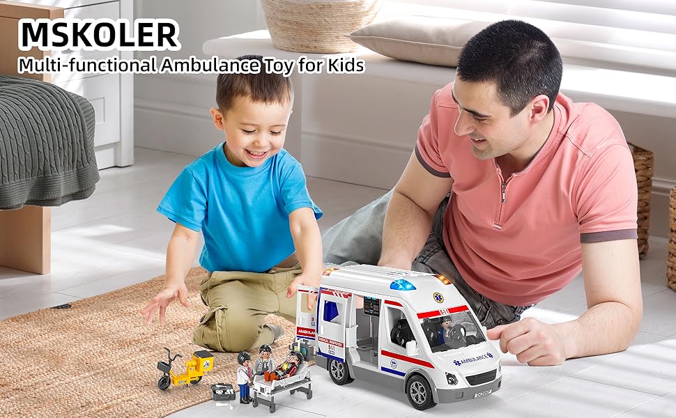 MSKOLER - Juego de ambulancia de juguete para niños de 3 a