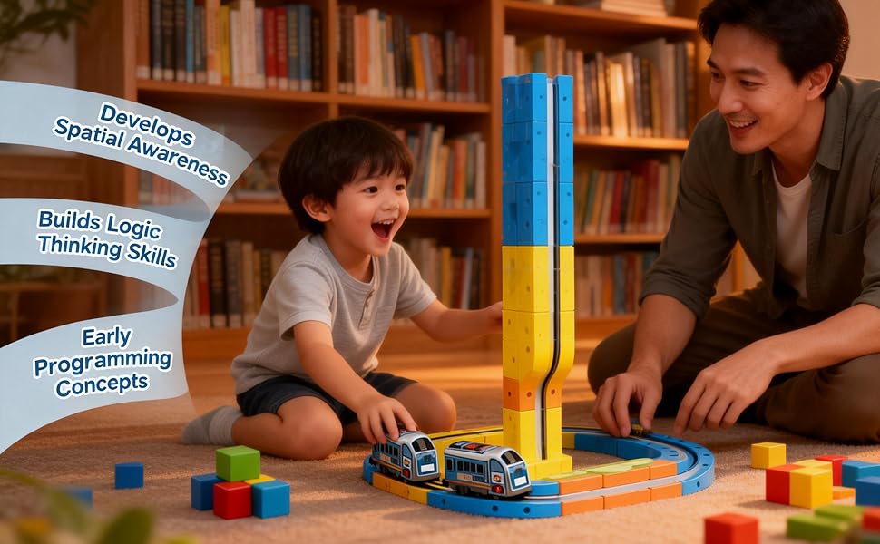 klick Rail - Juego de tren eléctrico 67 piezas 3D flexible