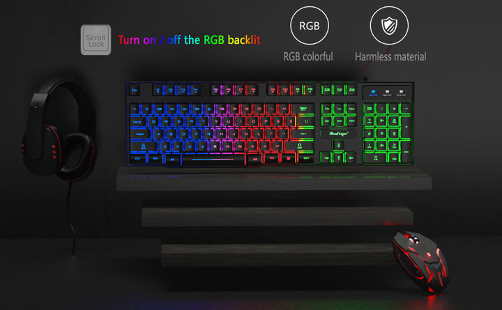 BlueFinger Combo de teclado RGB para juegos y mouse