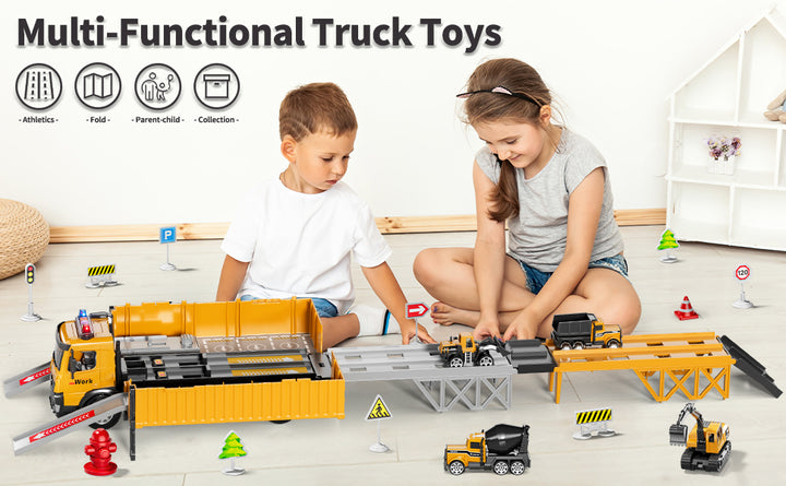Camión transportador de carreras para niños pequeños