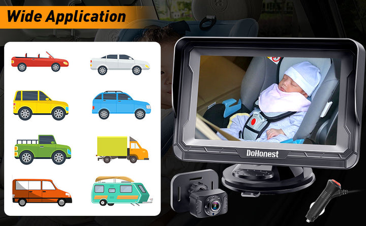 DoHonest Cámara de Coche para Bebé HD 1080P - Monitor para