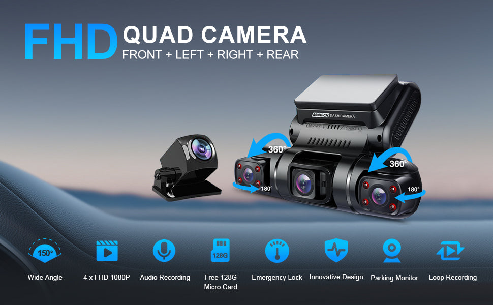 PRUVEEO - Cámara de salpicadero de 360 grados de vista 4