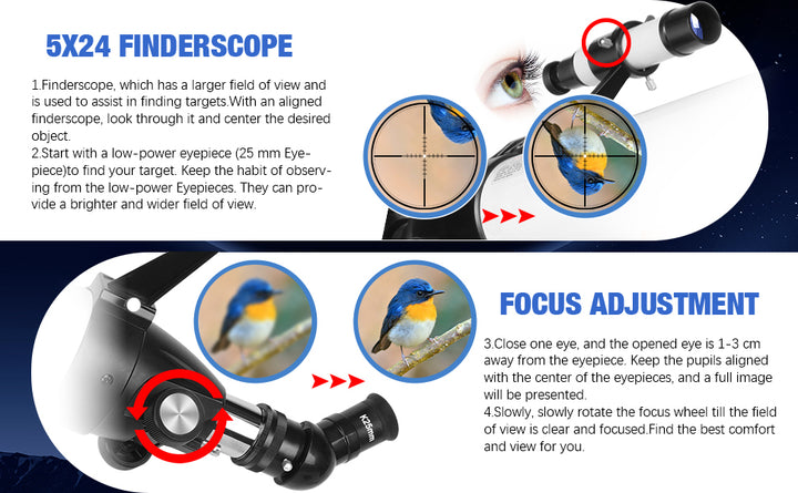 Dianfan Telescopio apertura de 90 mm y longitud focal de