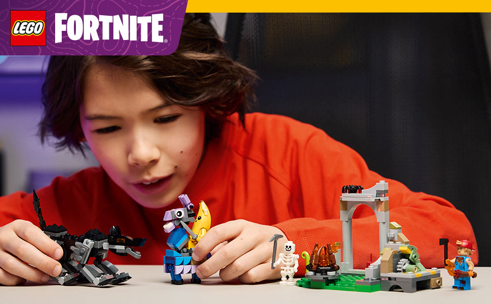 LEGO Fortnite Campamento de Peely y Sparkplug para niños -