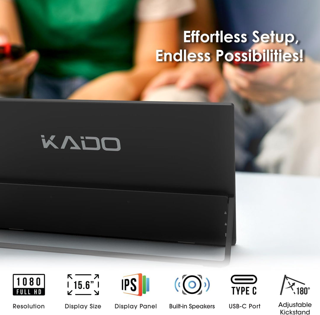 Kado Monitor portátil de 15.6 pulgadas FHD 1080p, carga inversa de...