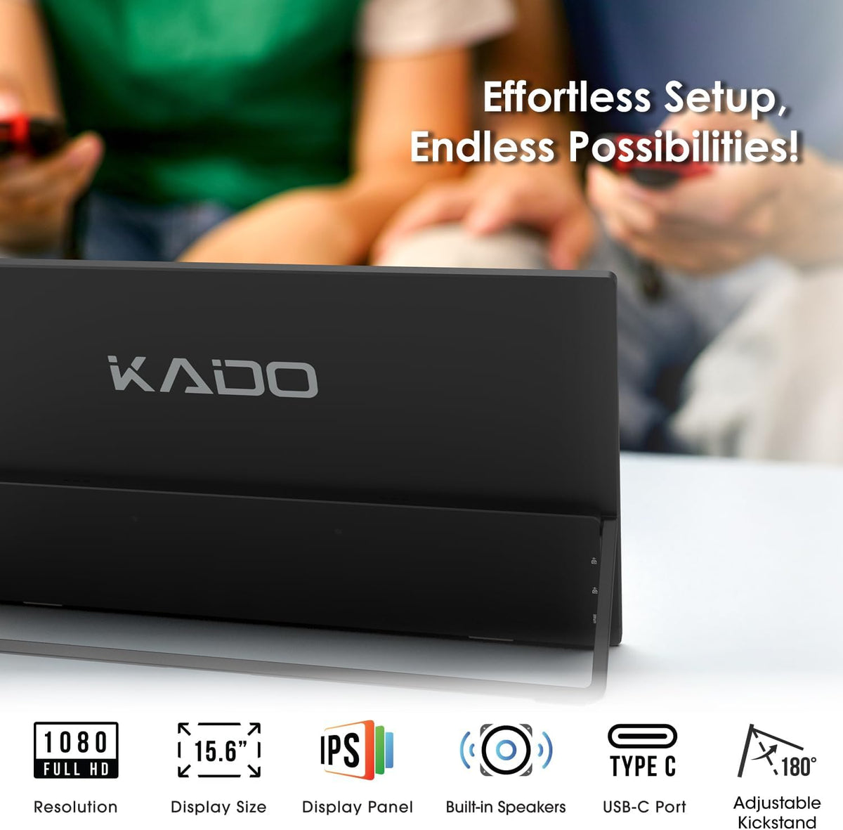 Kado Monitor portátil de 15.6 pulgadas FHD 1080p, carga inversa de...