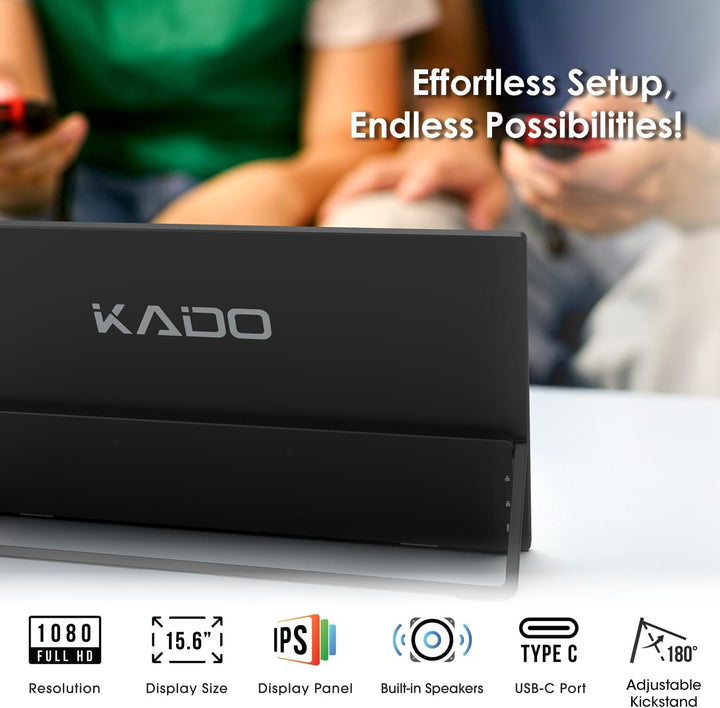 Kado Monitor portátil de 15.6 pulgadas FHD 1080p, carga inversa de...