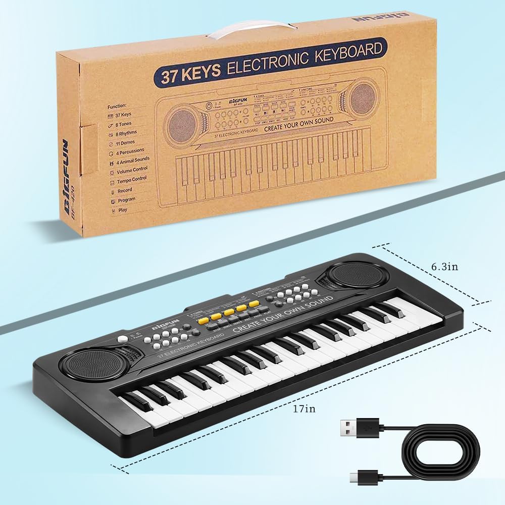 Piano de teclado para niños, BIGFUN de 37 teclas para niños pequeños