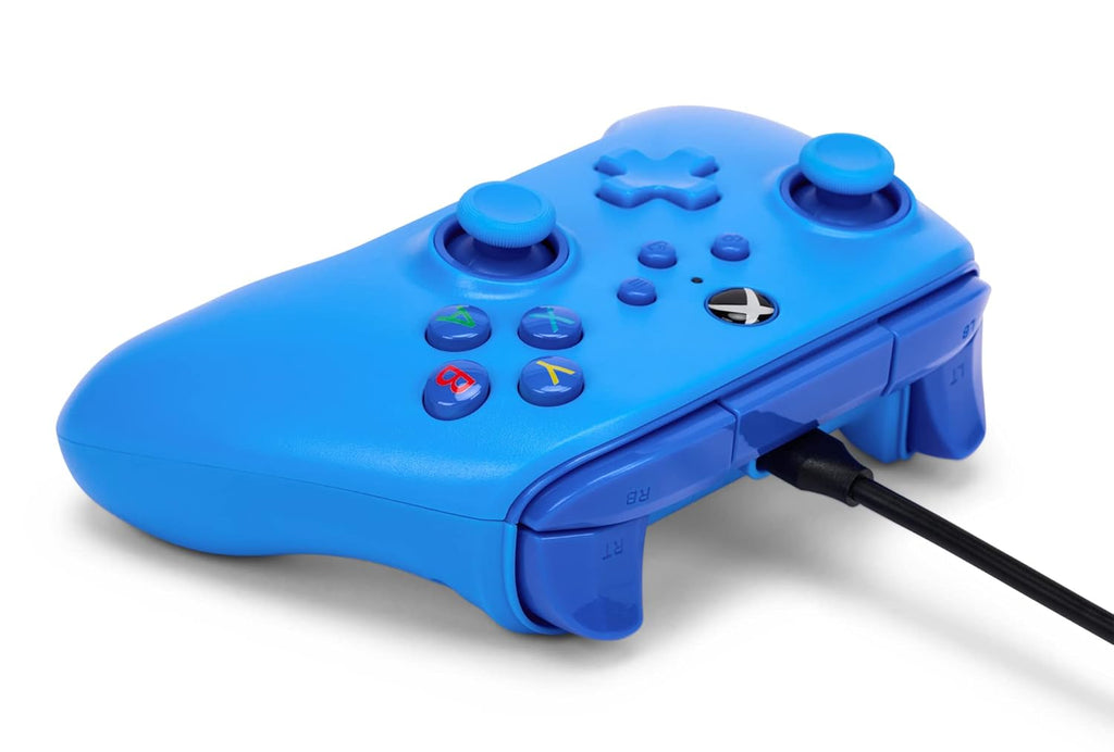 Mando con cable PowerA para Xbox Series X|S - azul, gamepad, controlador de videojuegos, compatible con Xbox One, Licenciado oficialmente