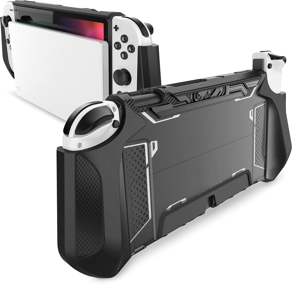 Mumba Funda acoplable para Nintendo Switch OLED 2021, Blade Series TPU Grip Funda protectora Accesorios compatibles con controlador Joy-Con de 7 pulgadas (negro)