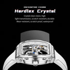 OLEVS Reloj para Hombre Skeleton Automático Tonneau Correa de Silicona Negocios Lujo a Prueba de Agua Luminoso Reloj Mecánico para Hombre