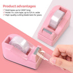 SKYDUE Accesorios de escritorio rosa 10 piezas, porta lapices giratorio para escritorio, engrapadora, removedor de grapas, dispensador de cinta, 2 piezas de recarga de cinta, juego de clips de papel