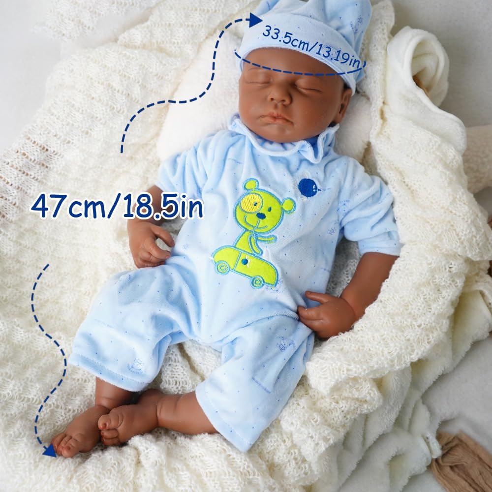 Niño de 18.5 pulgadas, muñeca de bebé de silicona completa, muñecas...