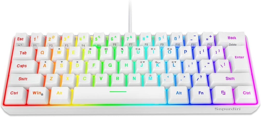 Snpurdiri - Teclado para videojuegos 60% con cable, 61 teclas, repo...