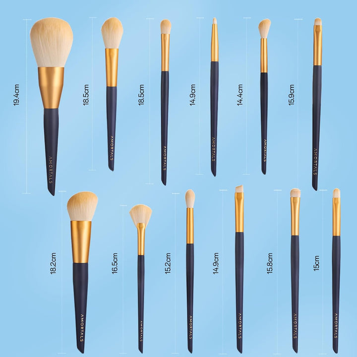 AMORTALS - Juego de brochas de maquillaje, 12 brochas de maquillaje...