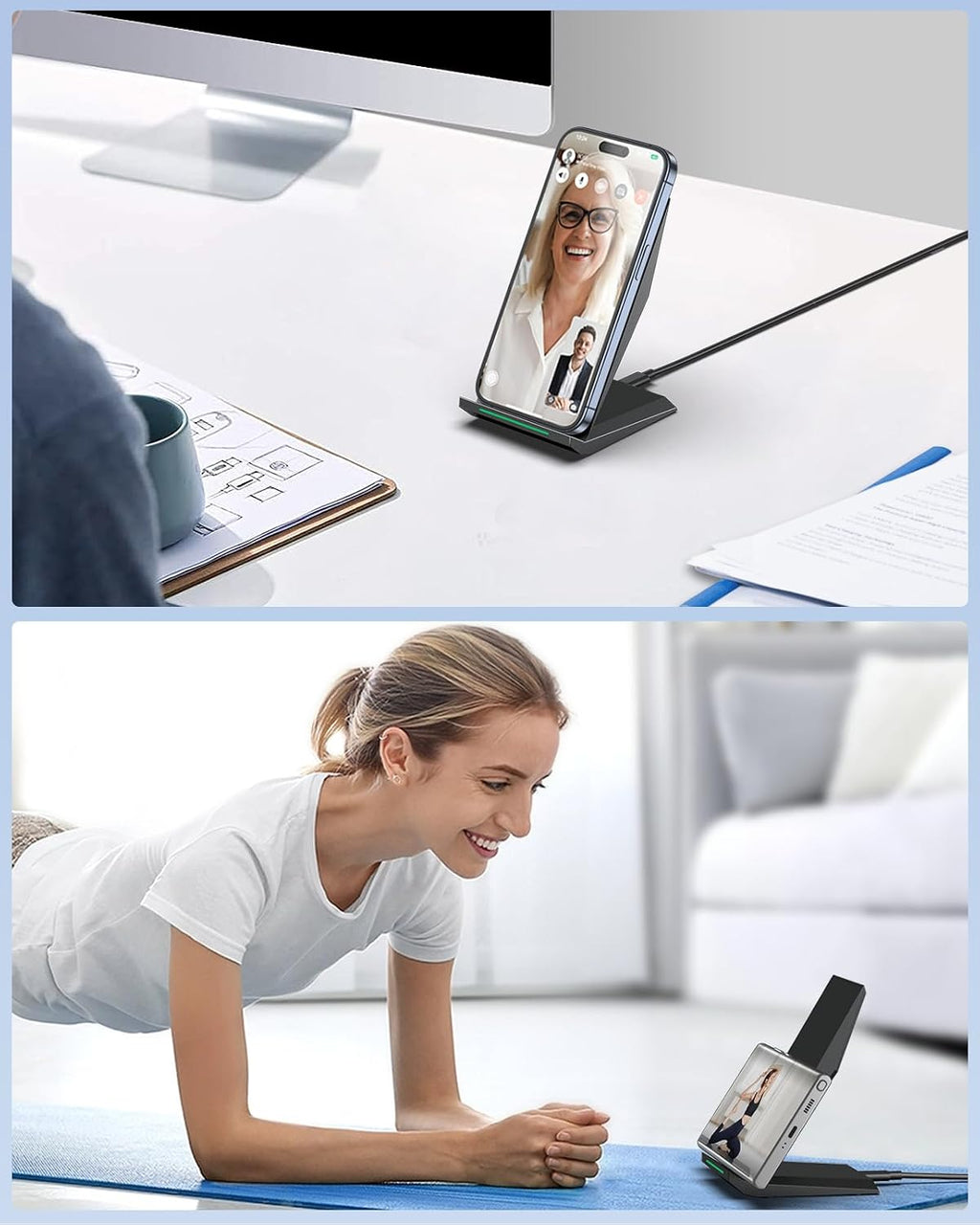 Cargador inalámbrico rápido, [2 unidades] NANAMI Soporte de carga inalámbrico compatible con iPhone 18 Pro/18 Pro Max/17/17 Air/17 Pro/16/15/14, base de cargador de teléfono para Galaxy S26/S26+/S25