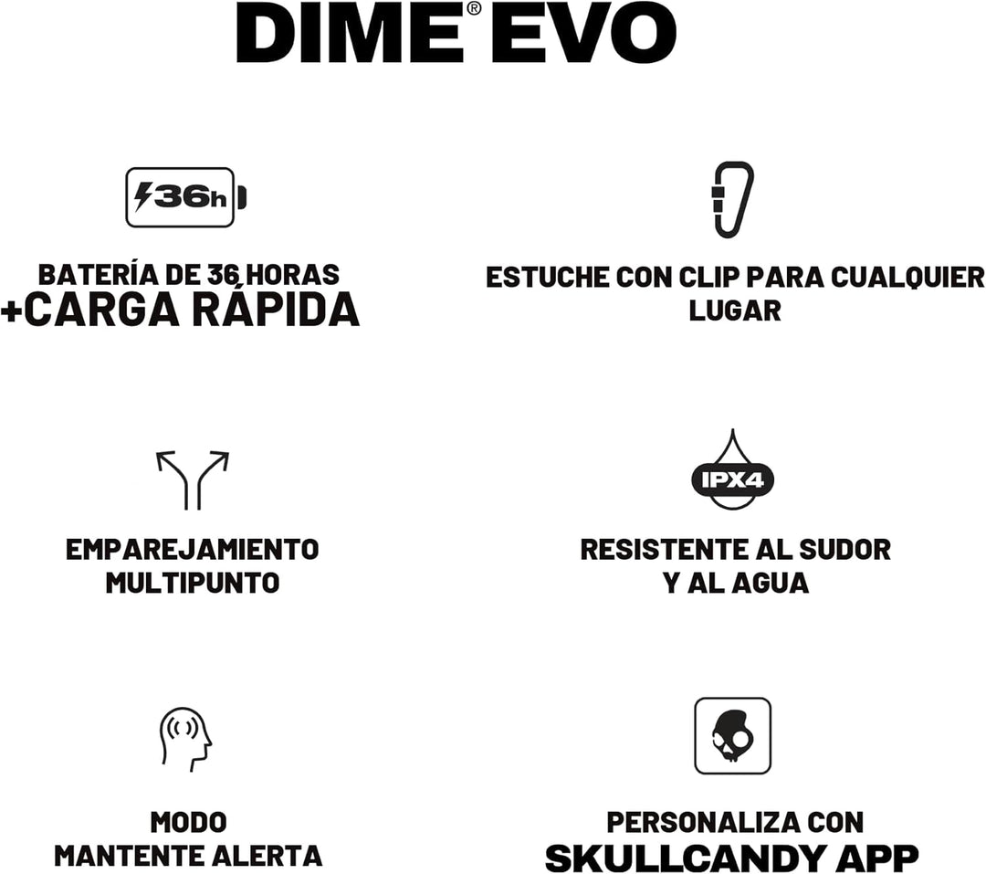 Auriculares Skullcandy Dime Evo inalámbricos, auriculares Bluetooth...