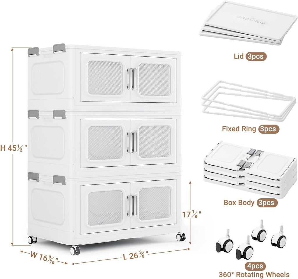 BROVIEW Contenedor de almacenamiento apilable extra grande de 450 cuartos