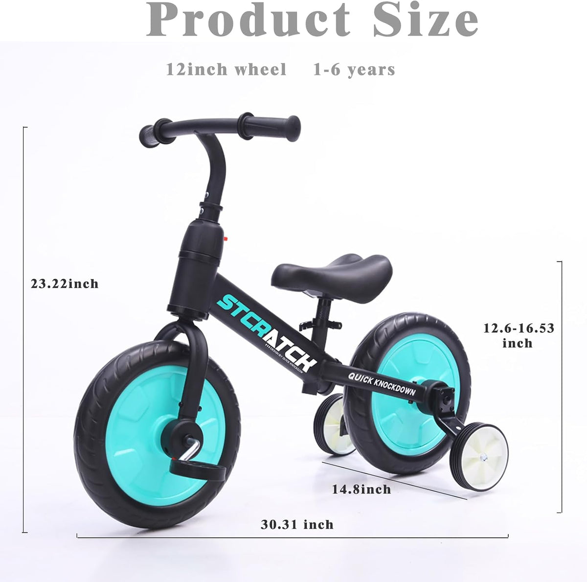 Bicicleta de equilibrio de juguete 2 en 1 para niños de 1 a 3 años, pedal convertible y entrenamiento sin pedal (azul)