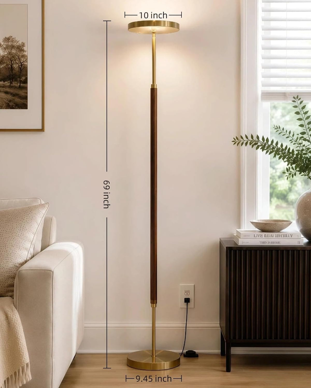 Lámpara Lámpara de pie de madera LED Torchiere con control remoto