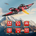 Dron de control remoto de dinosaurio, 2.4G EPP Foam RC Pterodactyl Hobby RC aviones con giroscopio de 6 ejes, aterrizaje de despegue de una tecla, rollo de acrobacias y giro de 360, juguete de caza de chorro de juguete de Navidad, regalo de cumpleaños