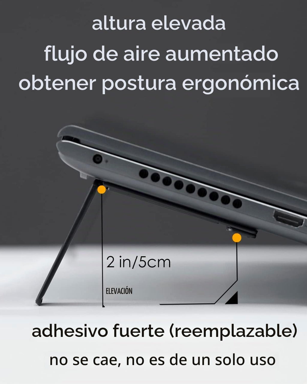 Aulumu G07 Soportes de Patas Desplegables para Laptop, Soporte de Refrigeración Súper Portátil para Laptop, Elevador Ergonómico para Laptop para Escritorio para MacBook, Todas las Laptops, Tabletas, 8