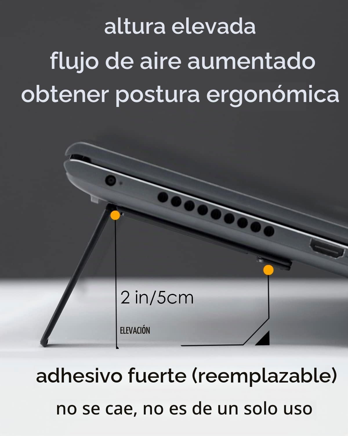 Aulumu G07 Soportes de Patas Desplegables para Laptop, Soporte de Refrigeración Súper Portátil para Laptop, Elevador Ergonómico para Laptop para Escritorio para MacBook, Todas las Laptops, Tabletas, 8