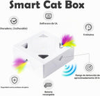 Interactive Cat Toys -Migibox para Indoor Bored Cats, Automatic Pop Out Feathers de 7 Holes Randomly, Motion Activated, USB Rechargeable (Purple Skin)