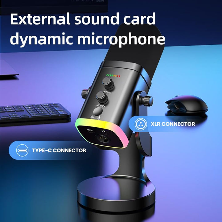 EASEMELO Micrófono dinámico de escritorio USB\/XLR con luz RGB, red...