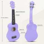 Ukelele Soprano para Niños 21 Pulgadas Madera Hawaiana Kit para Principiantes