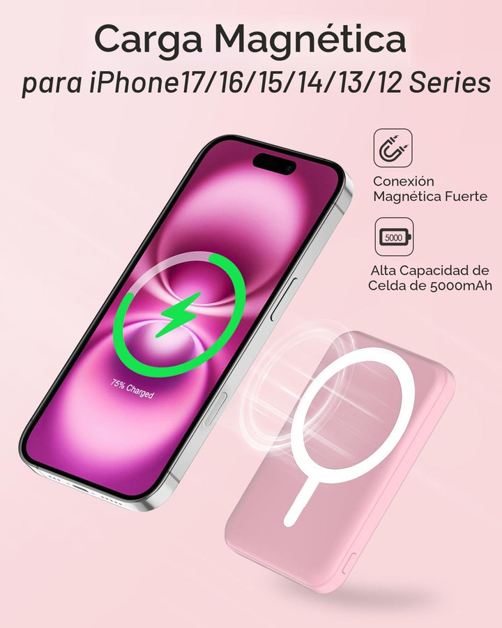 podoru - Banco de energía Magsafe, 5000 mAh, magnético, con cable t...