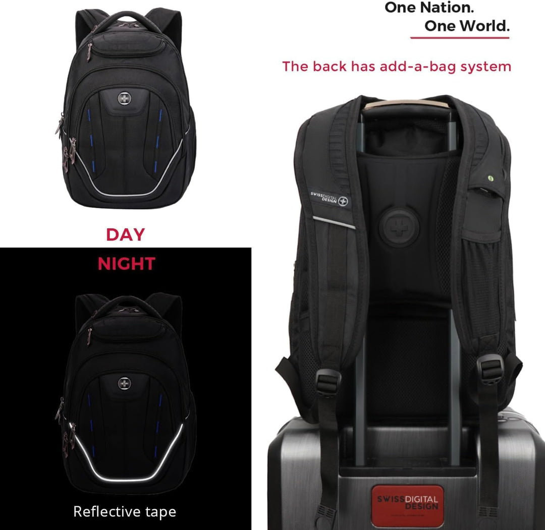 Swissdigital Terabyte - Mochila para laptop de negocios grande con...