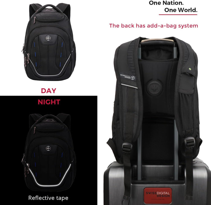 Swissdigital Design TSA - Mochila para laptop de negocios para homb...